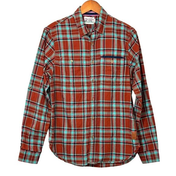 Scotch & Soda Tops - Scotch & Soda Women's Plaid Flannel Button Down Shirt Roll Tab Sleeves Size S
